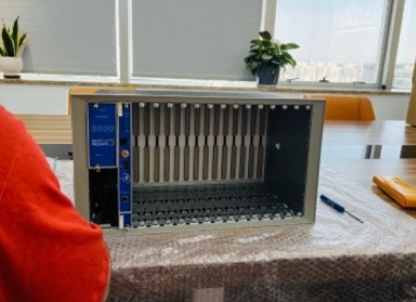 Front view of received Bently Nevada rack